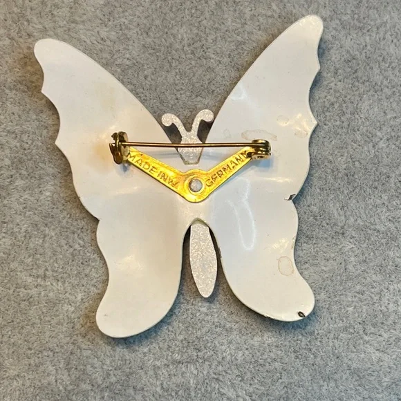 West Germany Butterfly Brooch - Pink and Cream - Picture 4 of 6